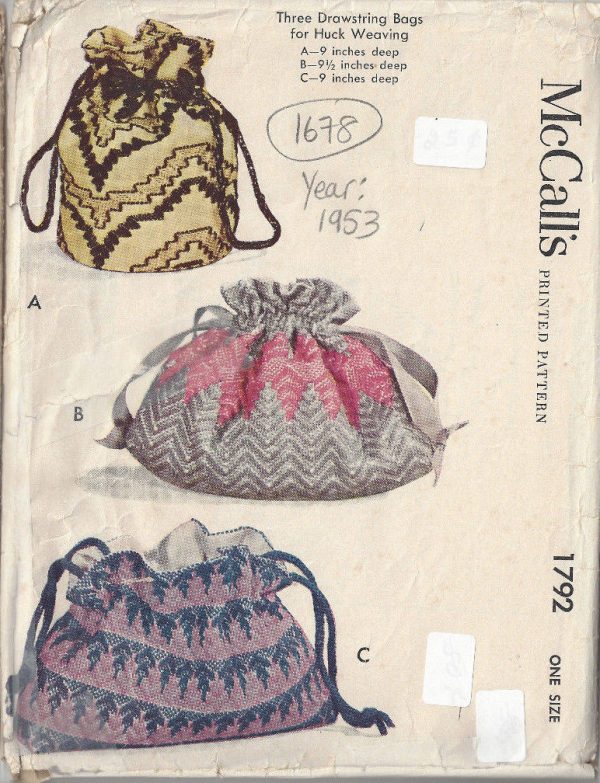1953-Vintage-Sewing-Pattern-DRAWSTRING-BAGS-1678-252451887768