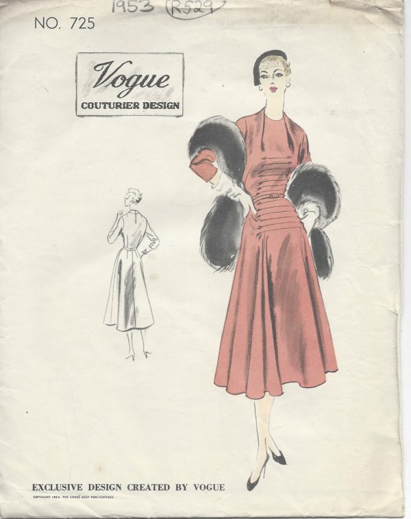 1953-Vintage-VOGUE-Sewing-Pattern-DRESS-B38-R529-251150138018