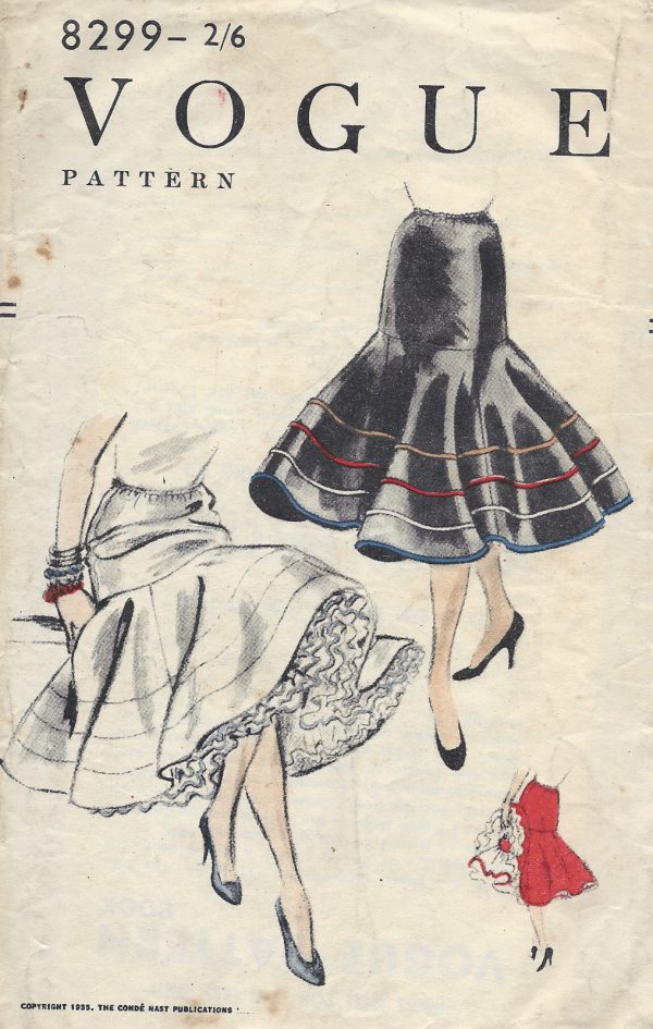 1955-Vintage-VOGUE-Sewing-Pattern-W24-30-SKIRT-PETTICOAT-ELASTIC-WAIST-1252-261485604428