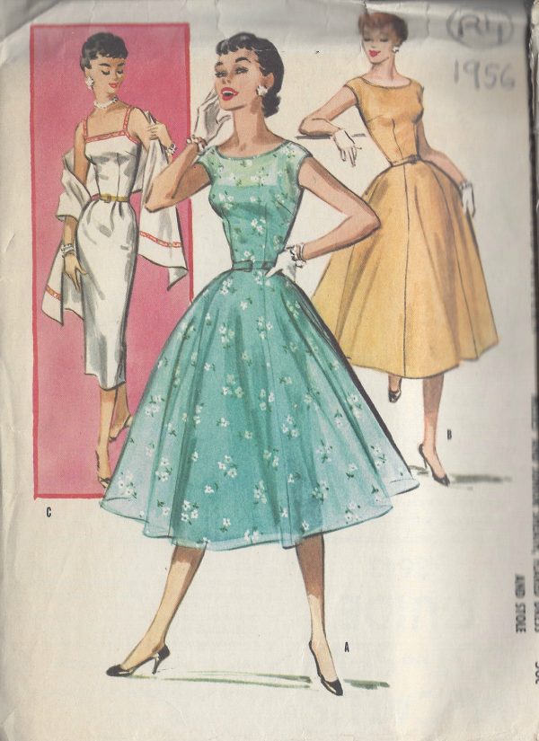 1956-Vintage-Sewing-Pattern-B34-DRESS-STOLE-R4-251172208958