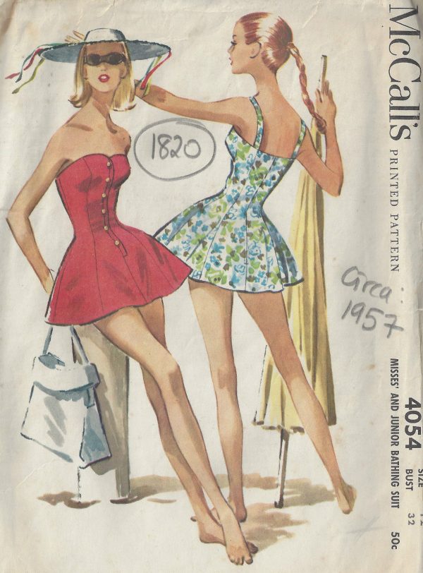 1957-Vintage-Sewing-Pattern-B32-SWIMSUIT-BATHING-SUIT-1820-262944114848