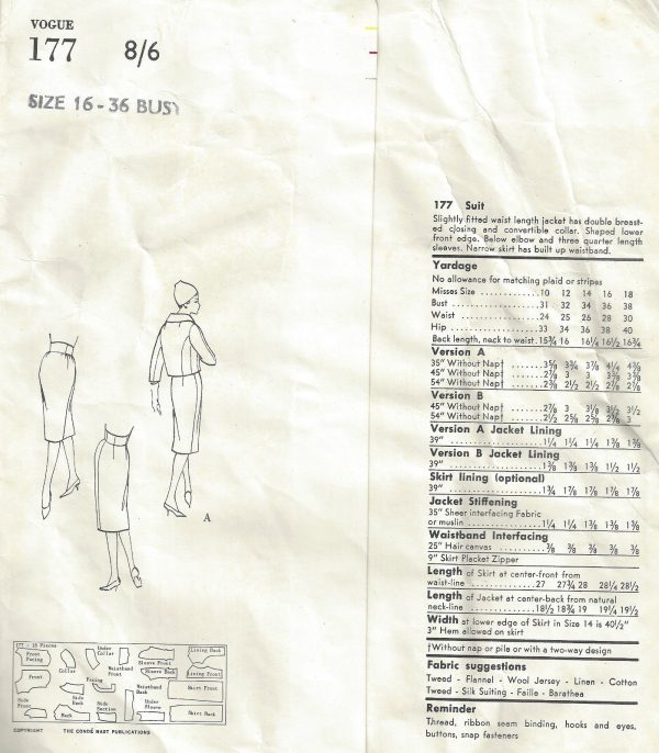 1959-Vintage-VOGUE-Sewing-Pattern-B36-JACKET-SKIRT-1580-By-Fabiani-of-Italy-252315497788-2