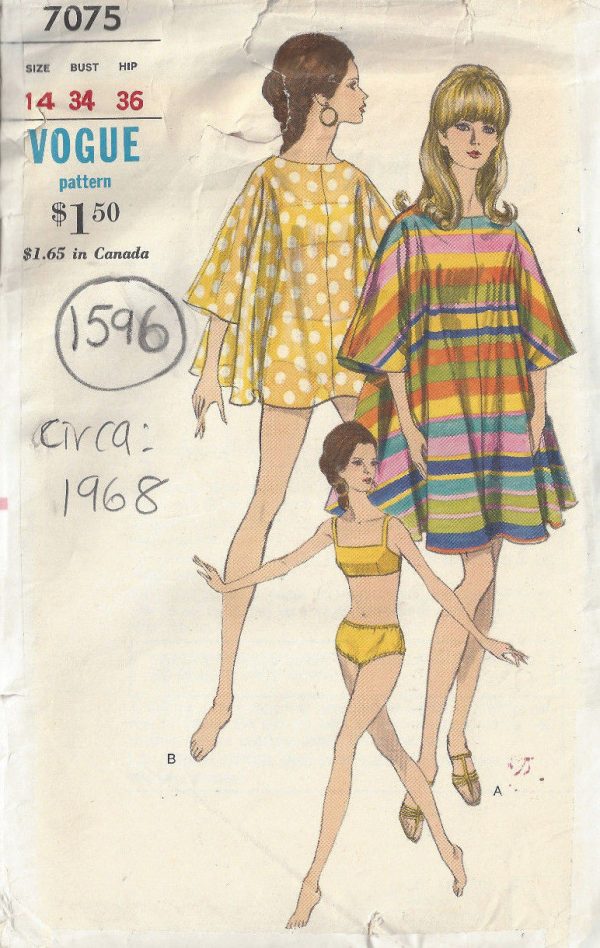 1960s-Vintage-VOGUE-Sewing-Pattern-B34-COVER-UP-SWIM-SUIT-1596R-252847101058