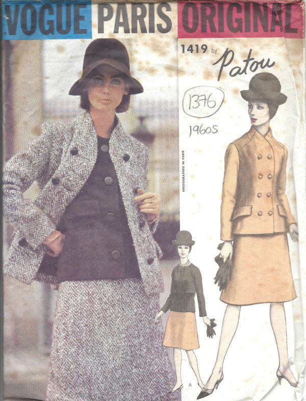 1960s-Vintage-VOGUE-Sewing-Pattern-B36-SUIT-JACKET-SKIRT-BLOUSE-1376-By-Patou-261720126828