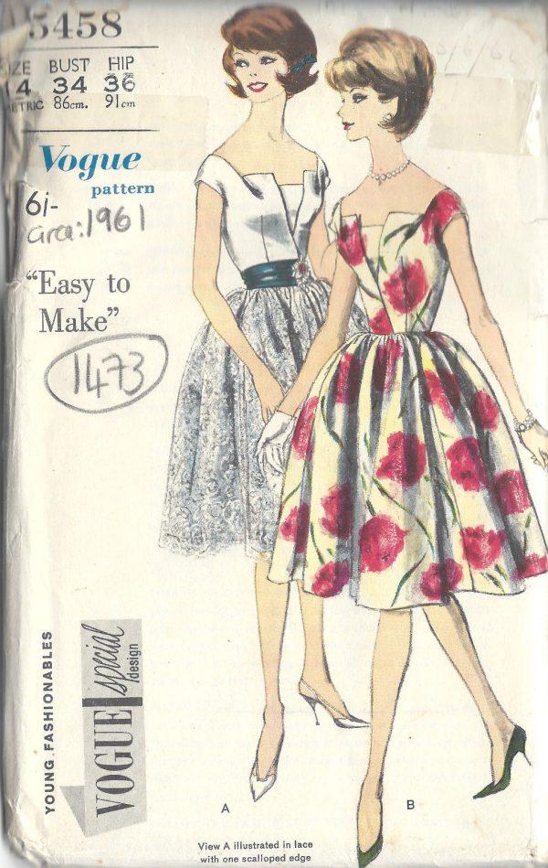 1961-Vintage-VOGUE-Sewing-Pattern-B34-DRESS-PETTICOAT-1473R-261986961478