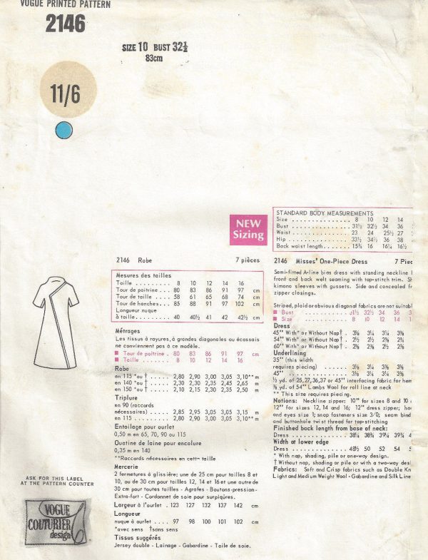 1969-Vintage-VOGUE-Sewing-Pattern-B325-DRESS-1786-BELINDA-BELLVILLE-252787151188-3