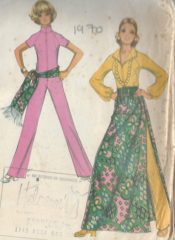 1970-Vintage-Sewing-Pattern-B36-JUMPSUIT-SKIRT-SASH-R677-251181551908