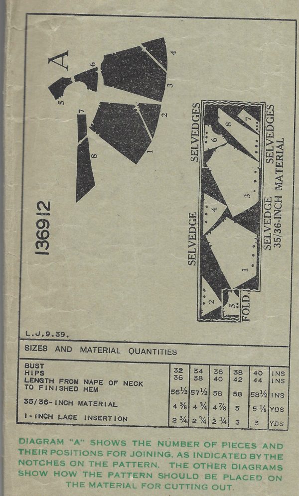 1940-WW2-Vintage-Sewing-Pattern-B34-NIGHTDRESS-1478-252055840969-2