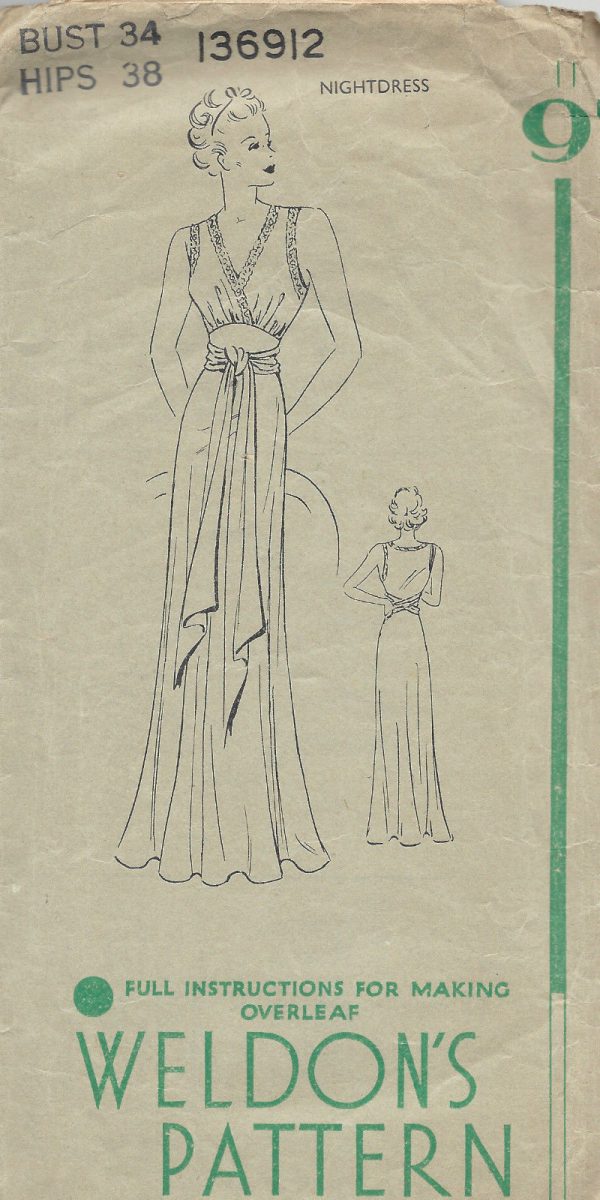 1940-WW2-Vintage-Sewing-Pattern-B34-NIGHTDRESS-1478-252055840969