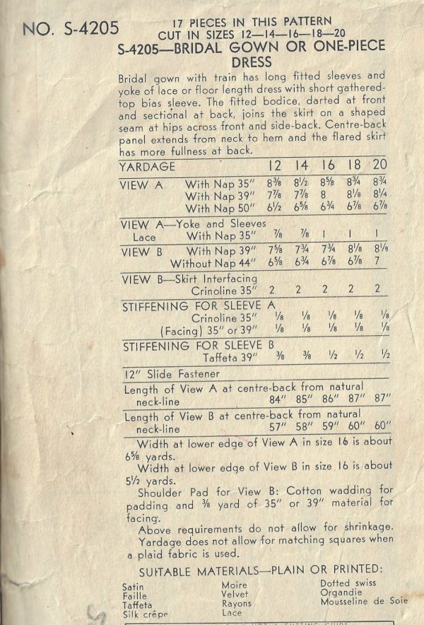 1940-WW2-Vintage-VOGUE-Sewing-Pattern-B32-WEDDING-BRIDAL-GOWN-DRESS-1826-252882903149-2