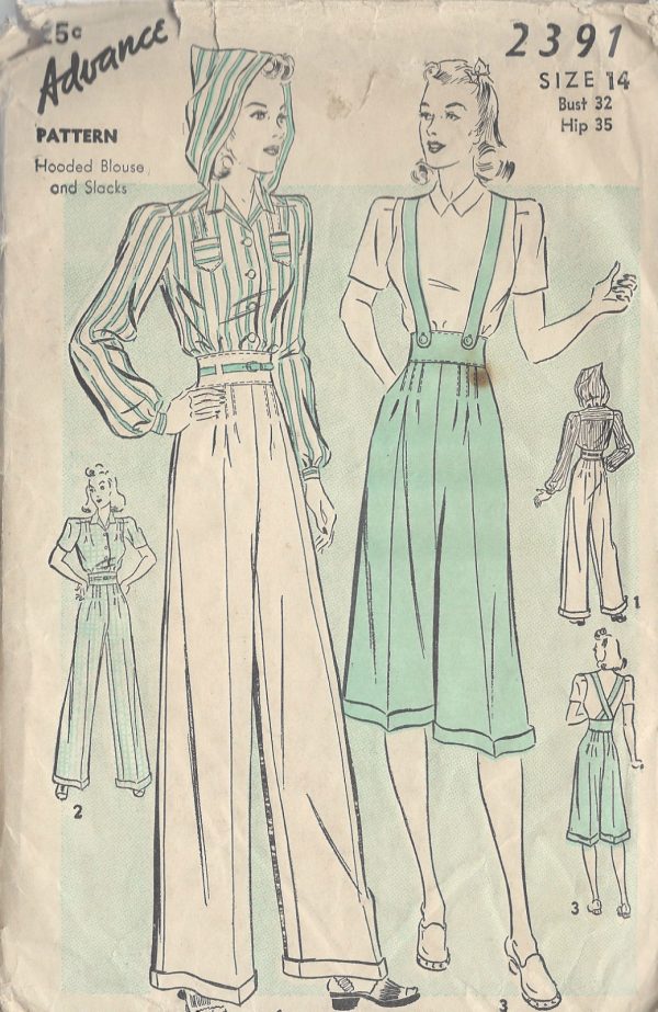1940s-Vintage-Sewing-Pattern-B32-BLOUSE-PANTS-R763-251182747479