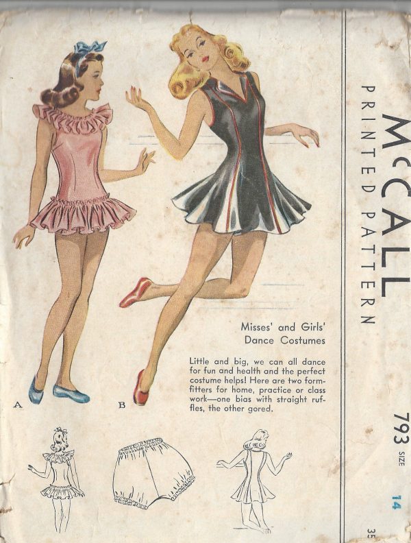 1940s-Vintage-Sewing-Pattern-B32-LEOTARD-DRESS-BLOOMERS-DANCE-COSTUME-R712-251174320949