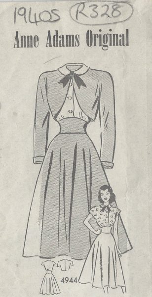 1940s-Vintage-Sewing-Pattern-B34-SKIRT-BOLERO-BLOUSE-R328-By-ANNE-ADAMS-251161108699