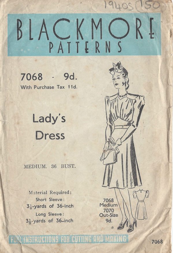 1940s-Vintage-Sewing-Pattern-B36-DRESS-150-251173788499