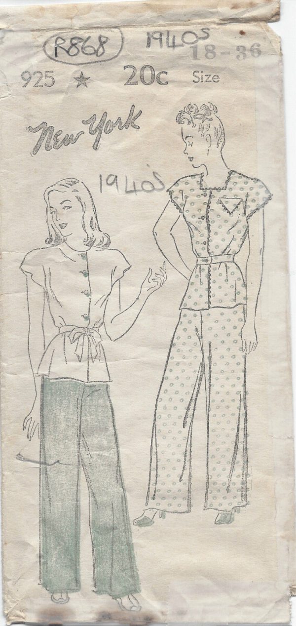 1940s-Vintage-Sewing-Pattern-B36-PYJAMAS-R868-251225753999