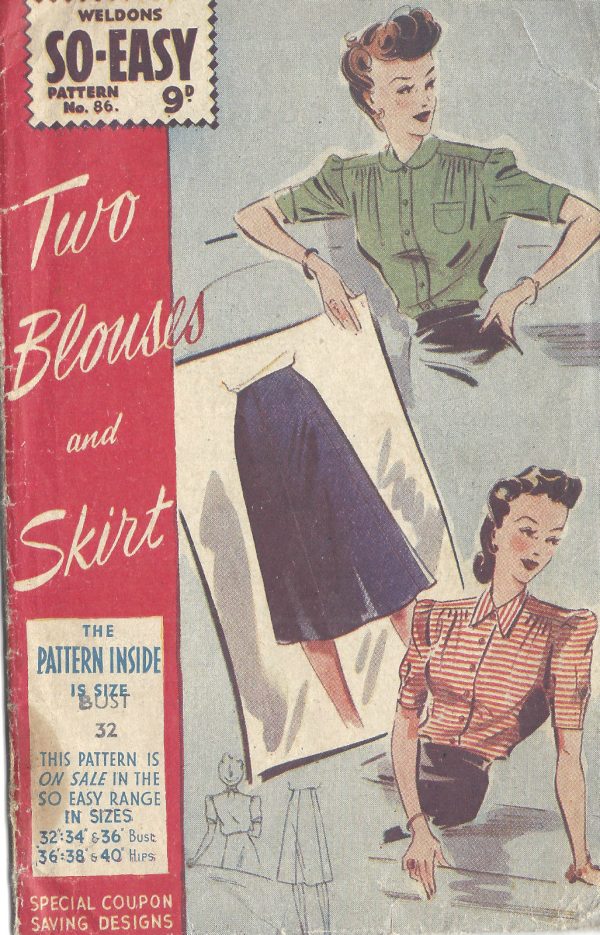 1940s-WW2-Vintage-Sewing-Pattern-B32-BLOUSE-SKIRT-1362-251737190249