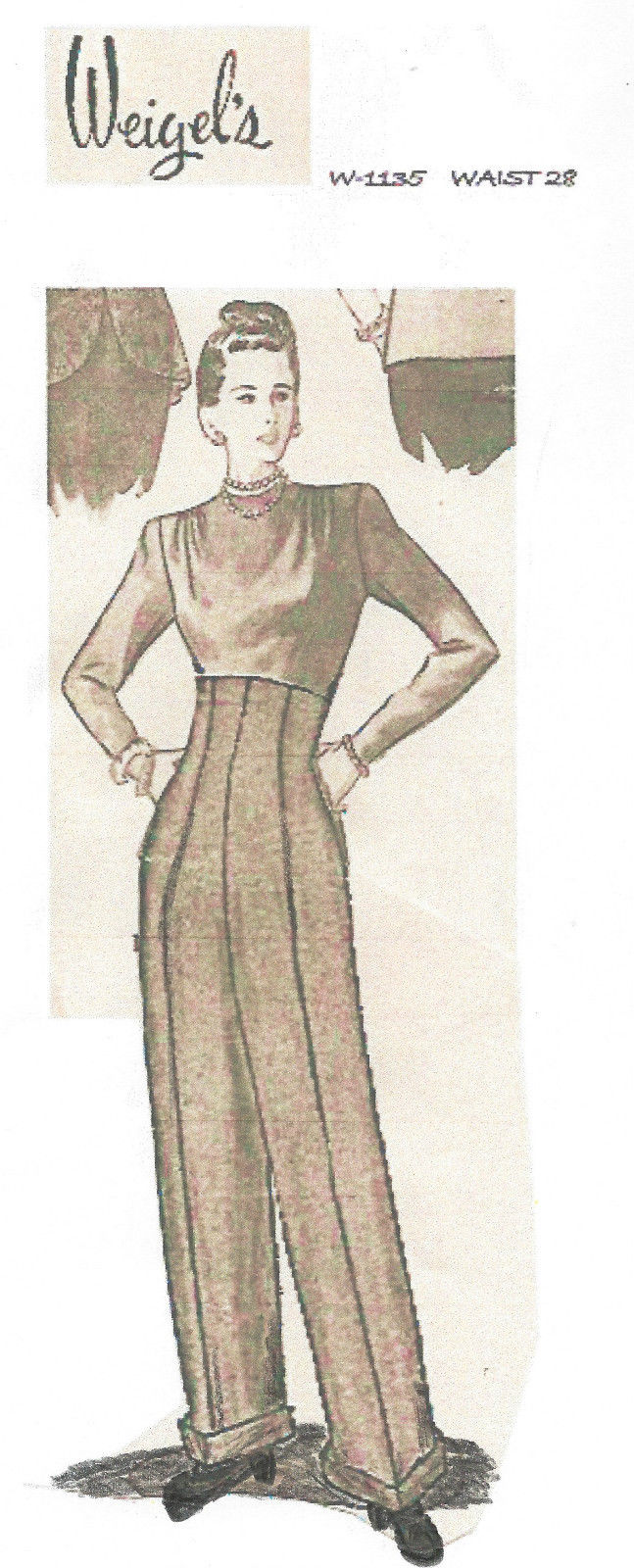 PDF  1940s Pattern Land Girl Dungarees Pants Playsuit  Cap  Bust   Vintage Sewing Pattern Company