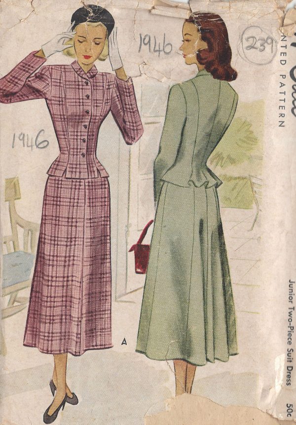 1946-Vintage-Sewing-Pattern-B33-TWO-PIECE-SUIT-DRESS-239-251144947109