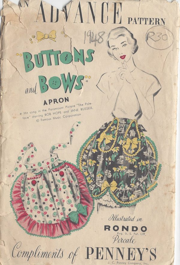 1948-Vintage-Sewing-Pattern-APRON-ONE-SIZE-R30-251172248789