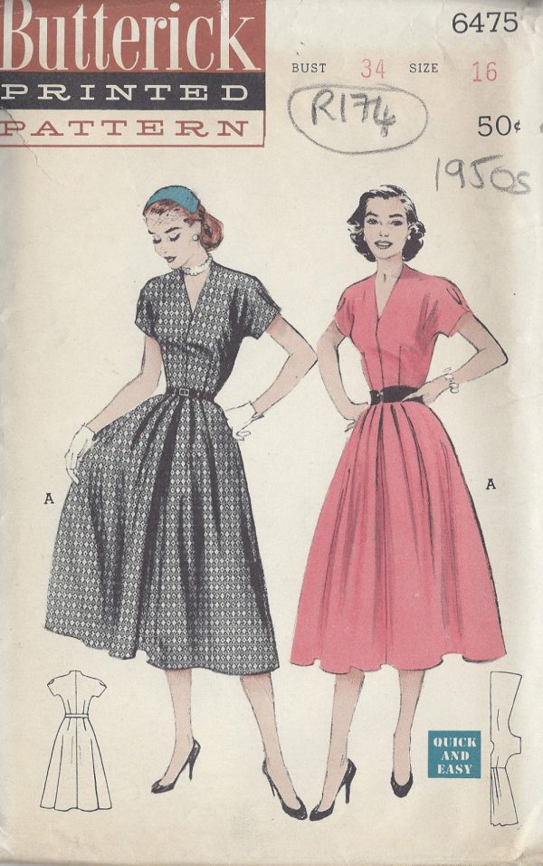 1950s-Vintage-Sewing-Pattern-B34-DRESS-R174-251163992999