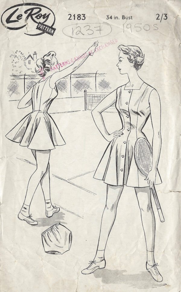 1950s-Vintage-Sewing-Pattern-B34-TENNIS-DRESS-1237-261457454879