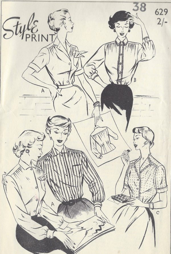 1950s-Vintage-Sewing-Pattern-B38-BLOUSE-1313-251630003259
