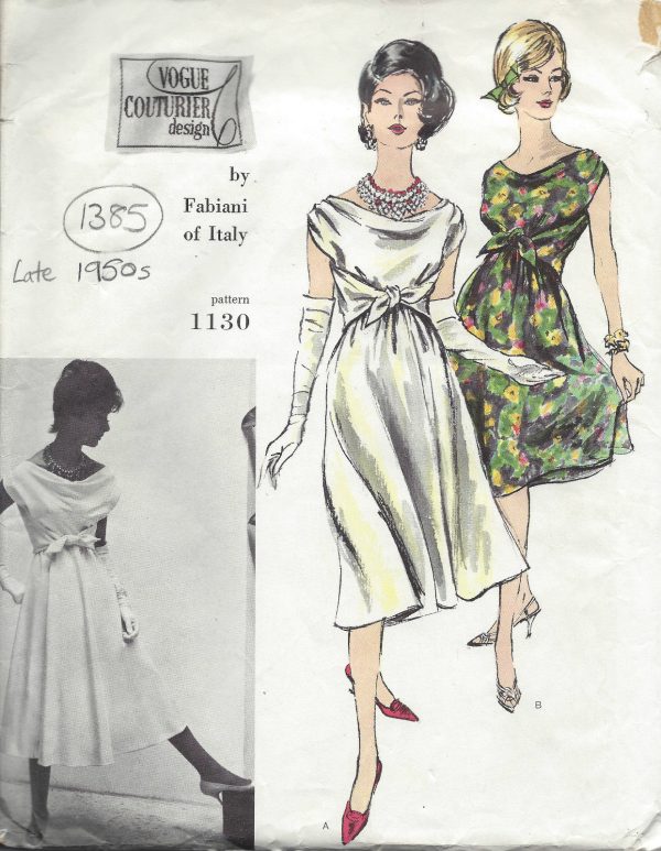 1950s-Vintage-VOGUE-Sewing-Pattern-B32-DRESS-1385-By-Fabiani-of-Italy-261733689649