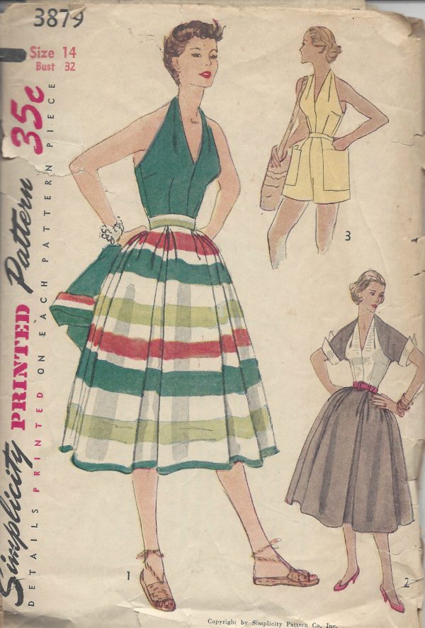1952-Vintage-Sewing-Pattern-B32-SKIRT-SHORTS-HALTER-TOP-JACKET-R930-251256182609