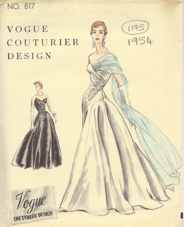 1954-Vintage-VOGUE-Sewing-Pattern-B32-DRESS-EVENING-GOWN-1175-252433584679