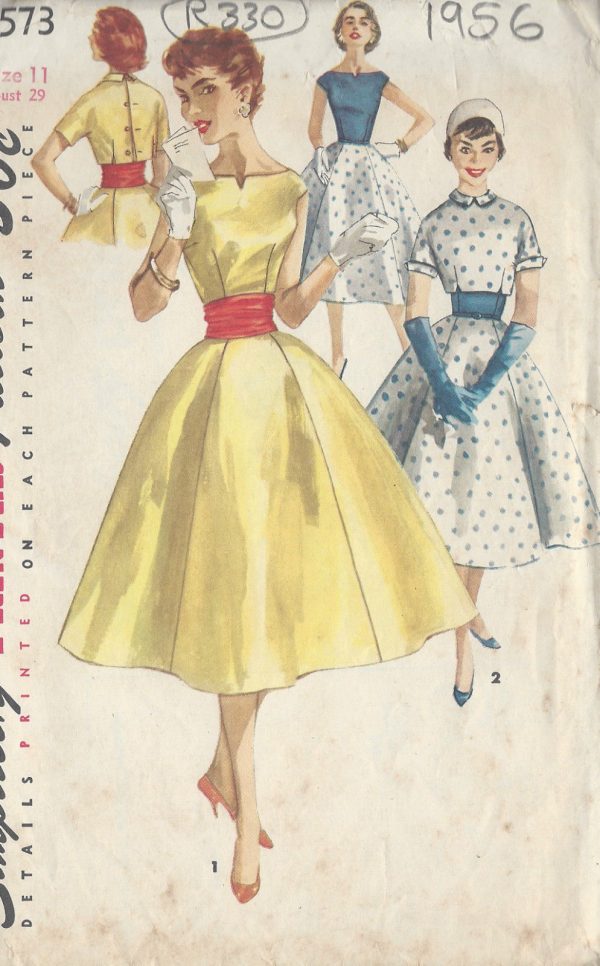 1956-Vintage-Sewing-Pattern-B29-DRESS-JACKET-CUMMERBUND-R330-251161103399