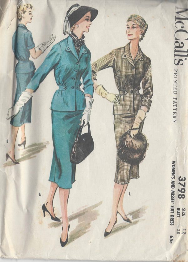 1956-Vintage-Sewing-Pattern-B38-SUIT-DRESS-R867-261166699209