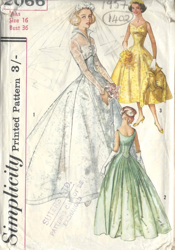 1957-Vintage-Sewing-Pattern-B36-BRIDE-BRIDESMAIDS-EVENING-DRESS-JACKET-1402-261963636769