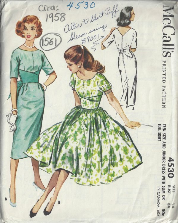 1958-Vintage-Sewing-Pattern-B34-DRESS-1561-252211540499