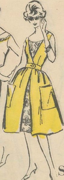 1960-Vintage-VOGUE-Sewing-Pattern-B36-REDINGOTE-DRESS-1654R-262447981109-3