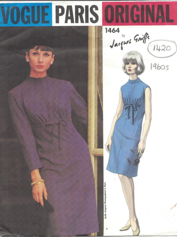1960s-Vintage-VOGUE-Sewing-Pattern-B32-DRESS-1420-By-JACQUES-GRIFFE-252003862589