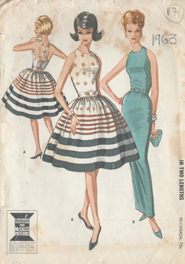 1963-Vintage-Sewing-Pattern-DRESS-B32-171-251146745579