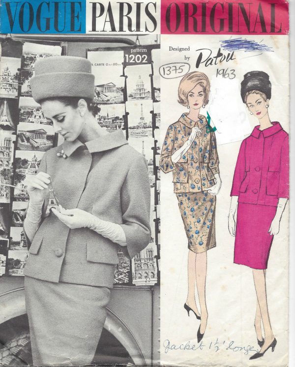 1963-Vintage-VOGUE-Sewing-Pattern-B32-SUIT-JACKET-SKIRT-1375-By-Patou-261720114779