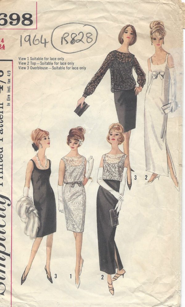 1964-Vintage-Sewing-Pattern-B34-DRESS-OVERBLOUSE-TOP-R828-261162382629