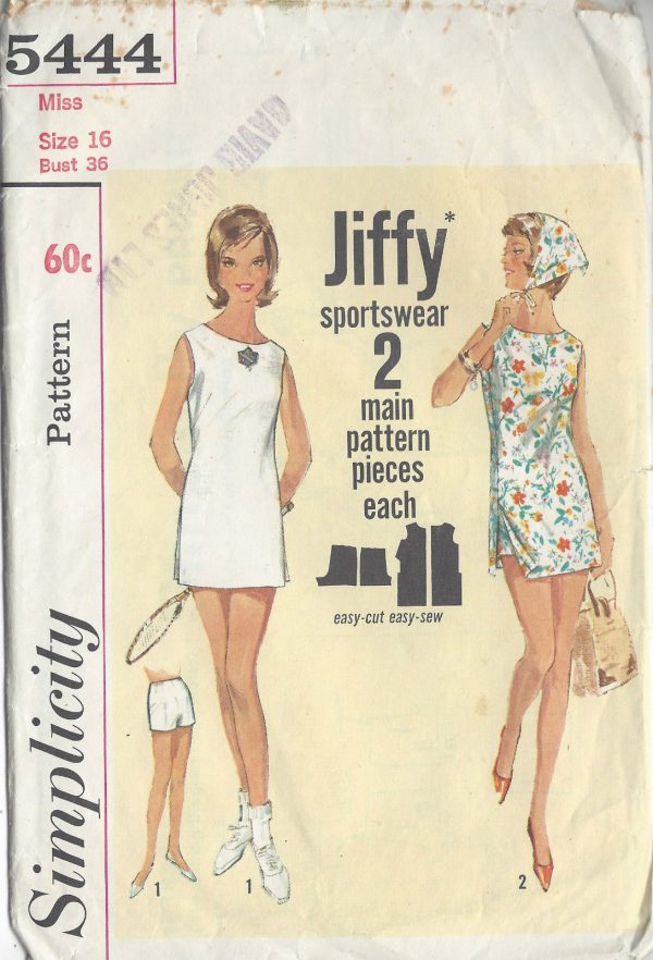 1964-Vintage-Sewing-Pattern-B36-DRESS-SHORTS-SCARF-R983-251275890269