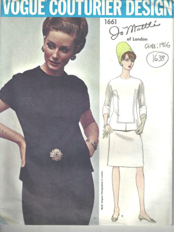 1966-Vintage-VOGUE-Sewing-Pattern-B34-TWO-PIECE-DRESS-1638-By-Jo-Mattli-262422073659