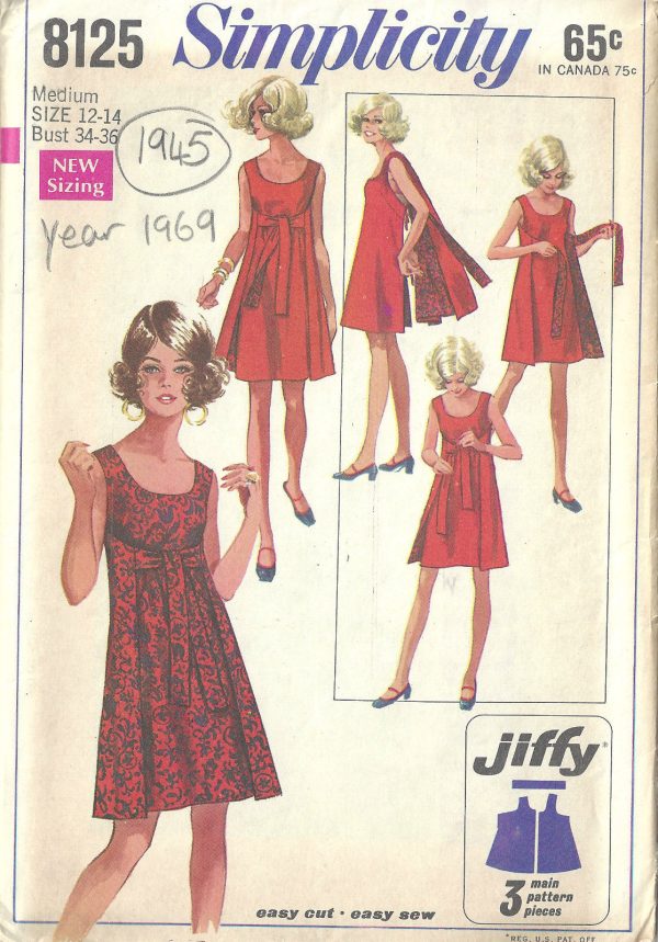 1969-Vintage-Sewing-Pattern-B34-36-REVERSIBLE-DRESS-1645-252383673229