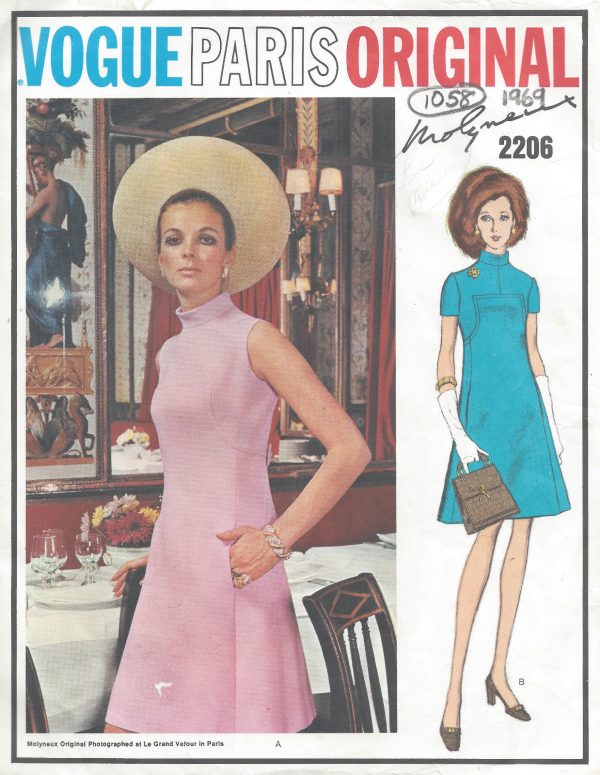 1969-Vintage-VOGUE-Sewing-Pattern-B31-12-DRESS-1058-By-Molyneux-261271402219