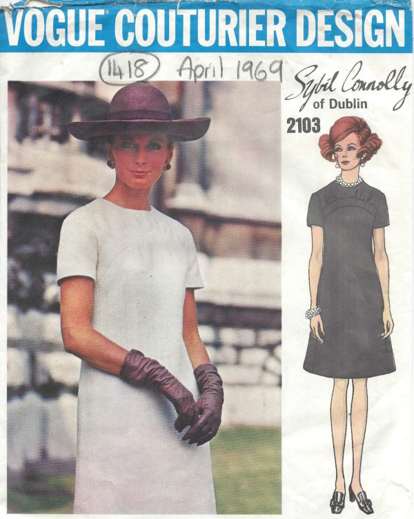 1969-Vintage-VOGUE-Sewing-Pattern-B38-DRESS-1418-By-SYBIL-CONNOLLY-of-DUBLIN-261940430699