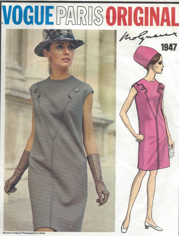 1969-Vintage-VOGUE-Sewing-Pattern-DRESS-B34-1153-By-Molyneux-251458010879
