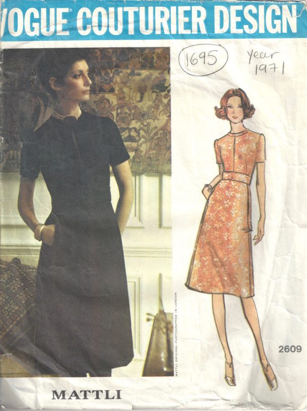 1971-Vintage-VOGUE-Sewing-Pattern-B36-DRESS-1695-By-Jo-Mattli-252484301779