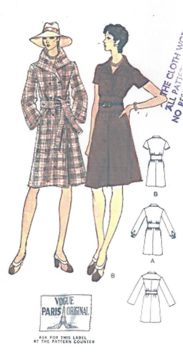 1973-Vintage-VOGUE-Sewing-Pattern-B34-DRESS-COAT-1520R-Christian-Dior-252104559449-2